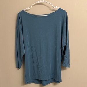Athleta Teal Blue Boatneck Long Sleeve Top